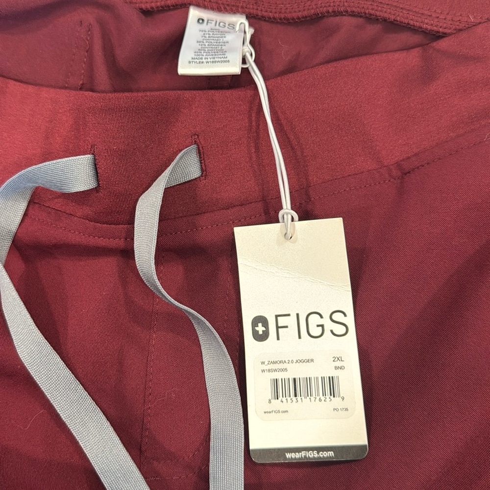 Figs Women’s Burgundy Jogger Scrub Pants - Picture 5 of 5